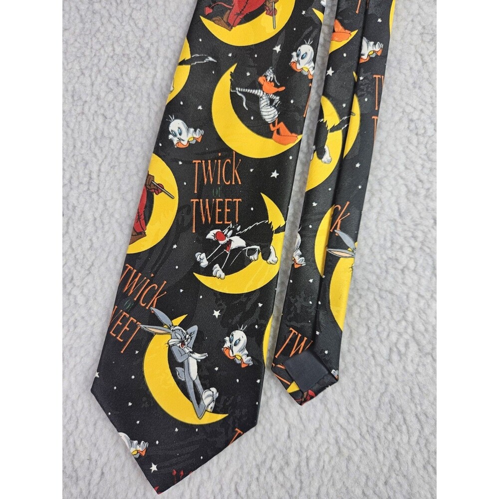 Vtg 1996 Looney Tunes Mania Men's Tie Twick or Tweet Halloween 4" W